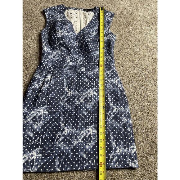 Alberto Makali Denim Polka Dot Lace Back Midi Summer Dress Size 6 - Picture 7 of 9